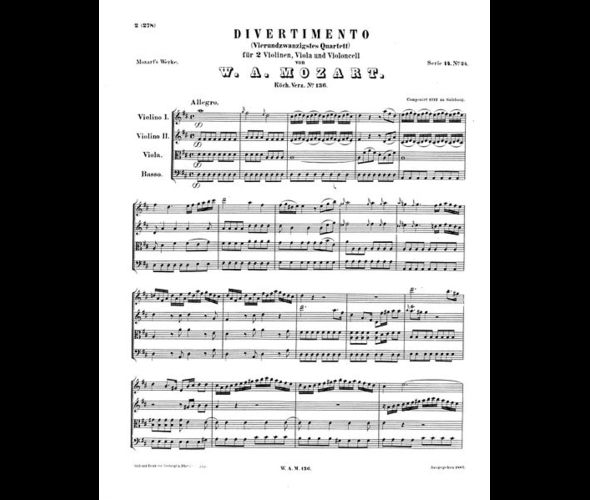 Моцарт В. Дивертисмент, KV 136